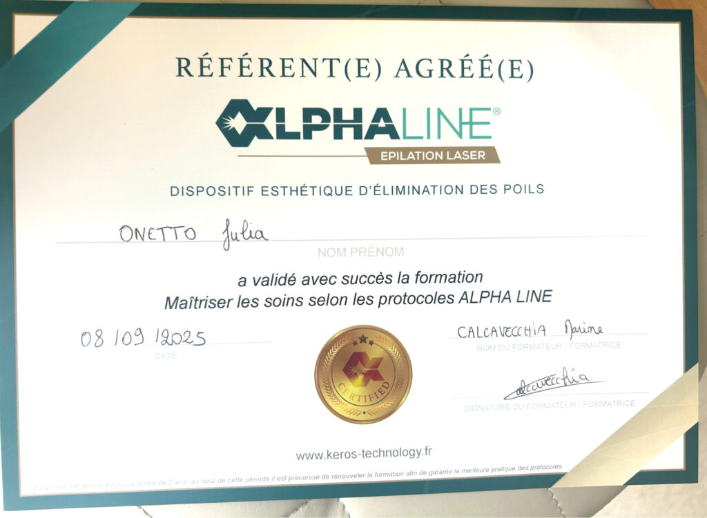 à propos Centre Laser Julia Onetto : certificat d